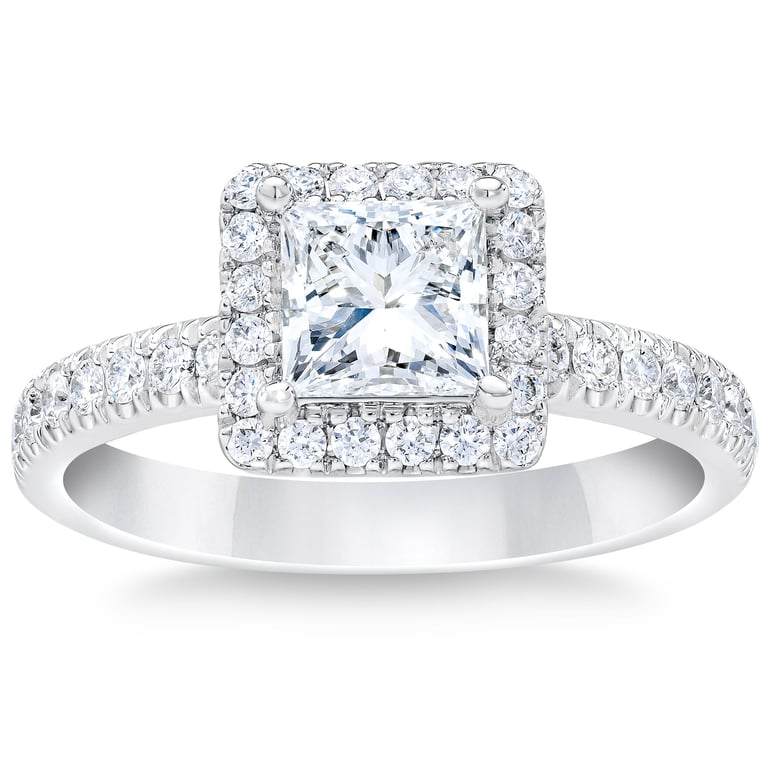 1.51 CTW Princess Cut Platinum Wedding Ring, 1.01 CT Center Diamond, VVS1 Clarity, G Color