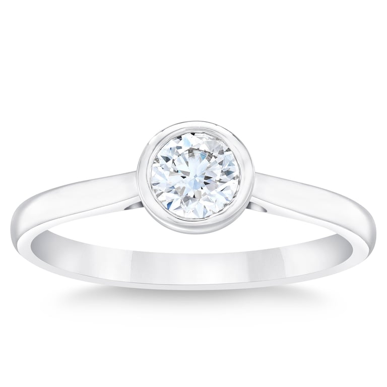Platinum VS2 I 0.50ctw Round Diamond Bezel Set Ring