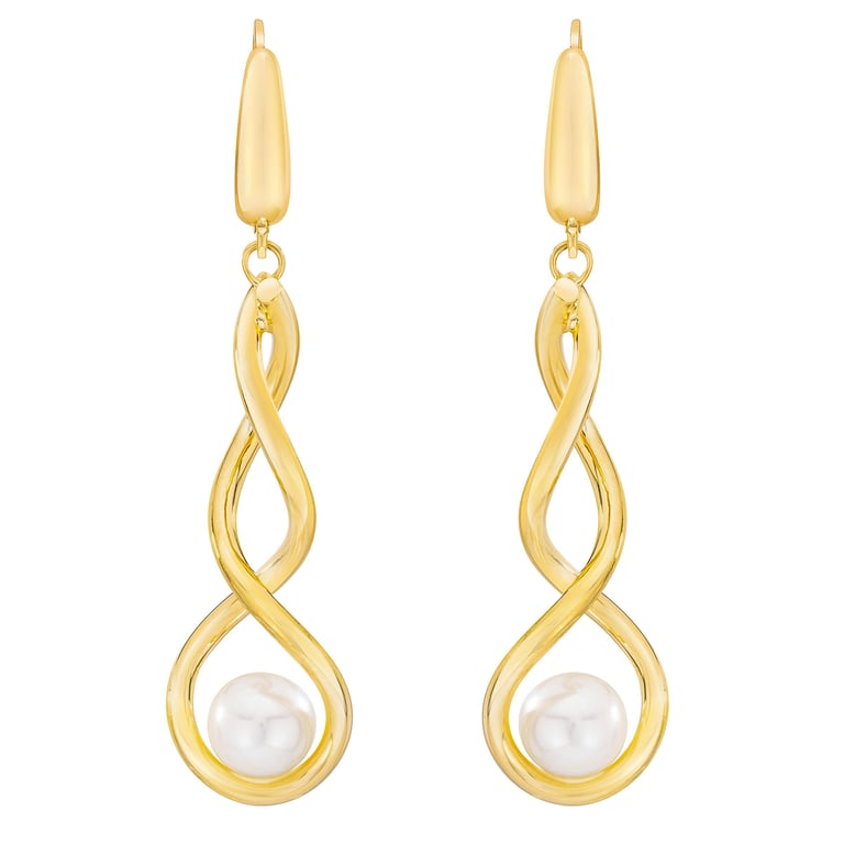 14kt Yellow Gold 7-8mm Freshwater Pearl Twist Earrings