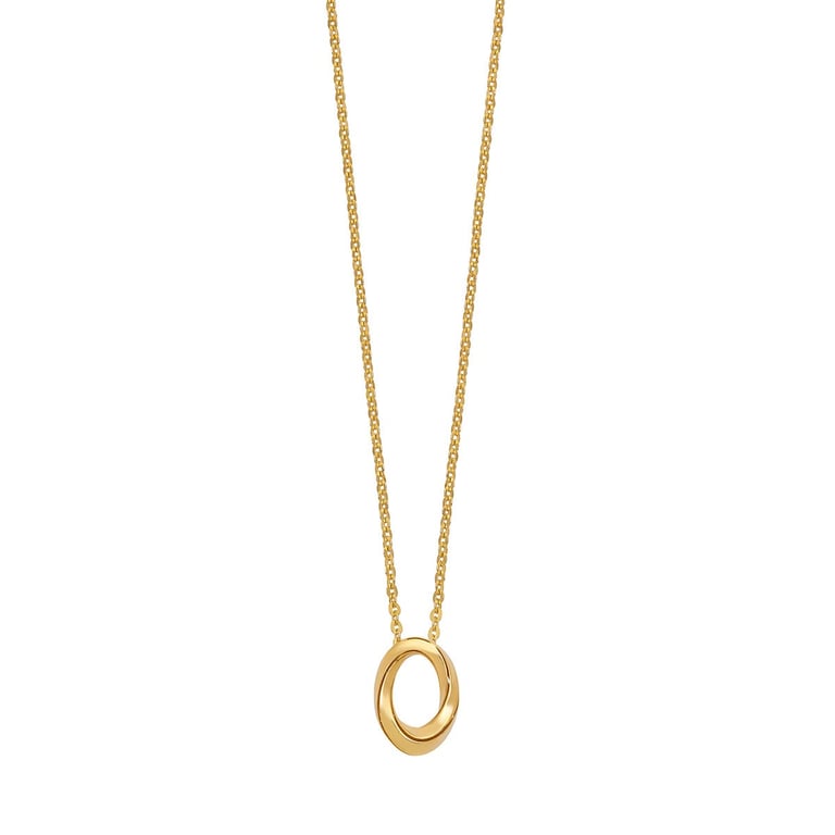 14kt Yellow Gold Swirl Oval Pendant 18" Made in Italy