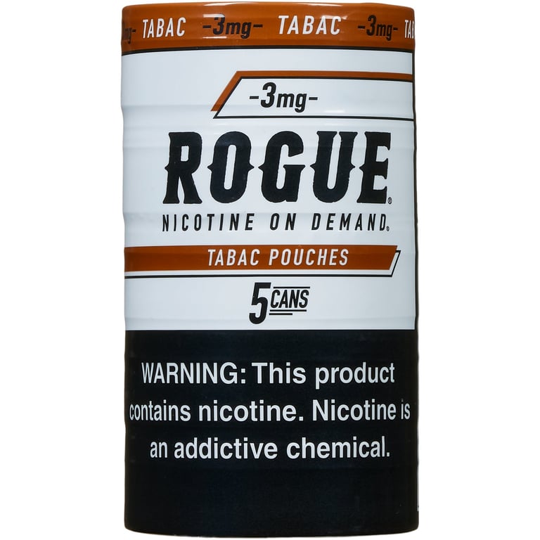 Rogue Tabac Nicotine Pouches 3mg, 5-Pack (20 Count Cans)