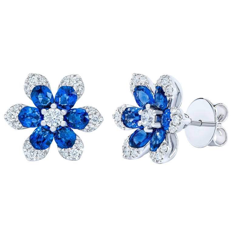 14kt White Gold VS2 I 0.42ctw Diamond & Sapphire Earrings
