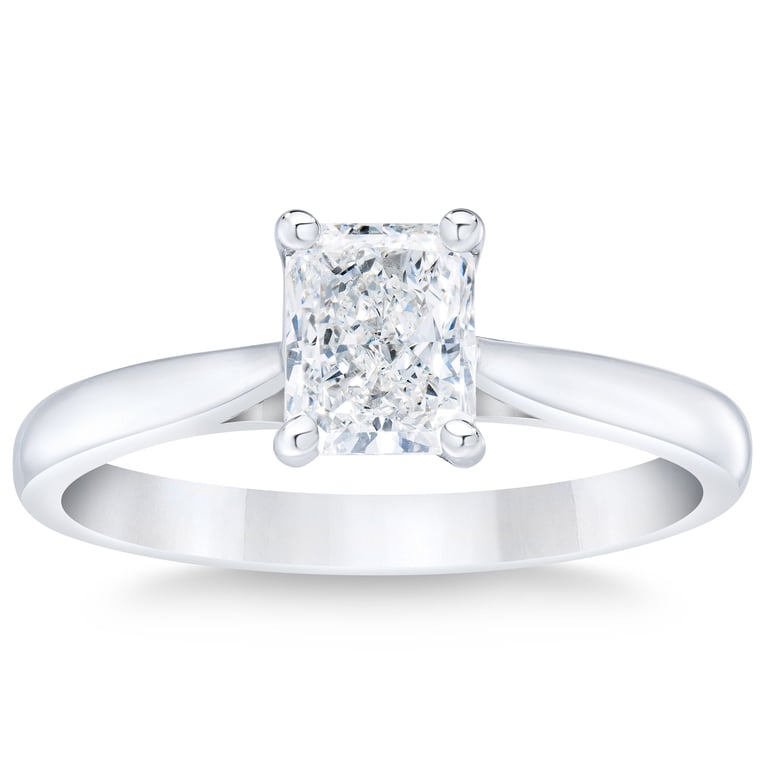Platinum VS2 I 1.00 CTW Radiant Diamond Solitaire Ring, Size 7