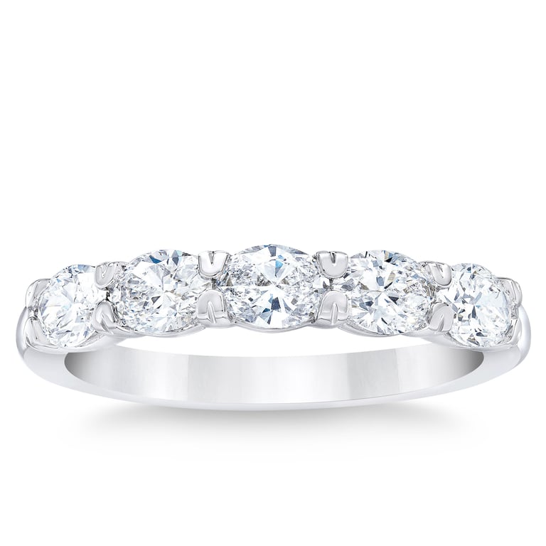 14kt White Gold VS2 I 1.20 ctw Oval Diamond Band