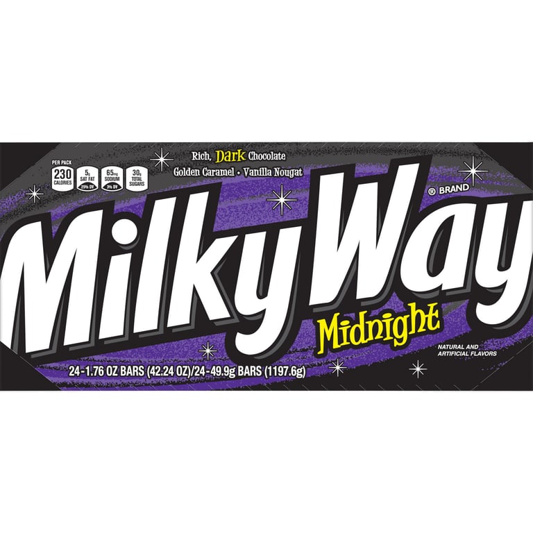 Mars Milky Way Midnight Dark Chocolate Candy Bars, 24 Count, 1.76 oz Each