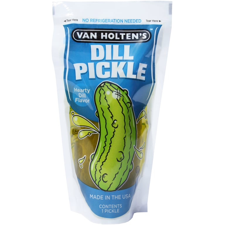 Van Holten's Jumbo Dill Pickle, 7 oz, 12-Count Pouched Pickle