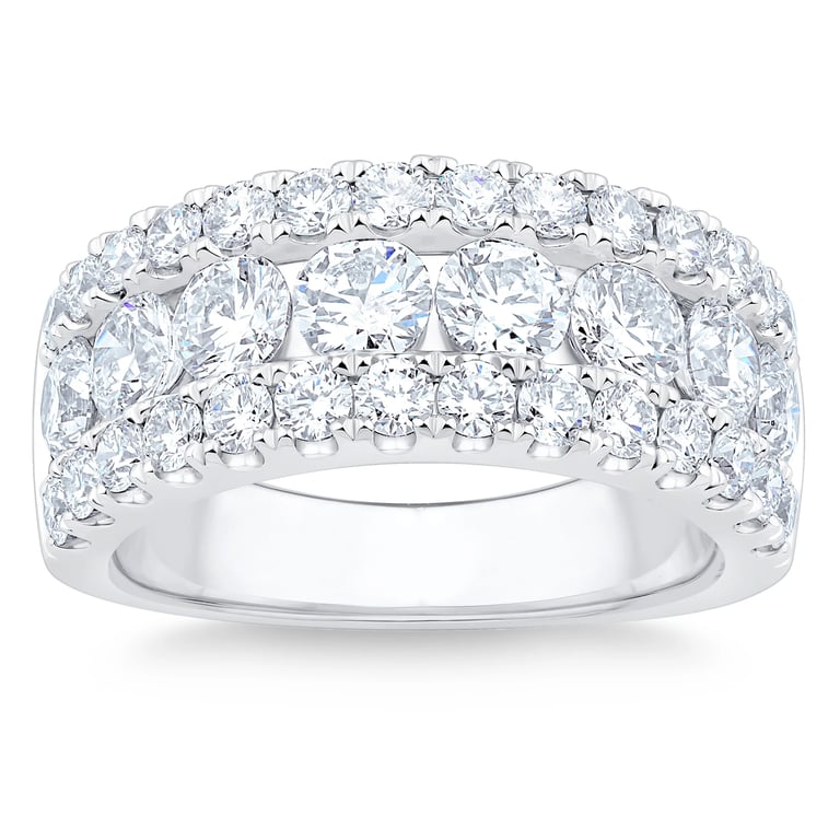 Platinum VS2 I 3.00 CTW Round Diamond 3-Row Band