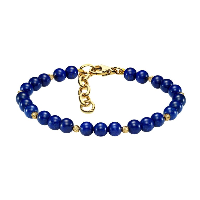 14kt Yellow Gold 6mm Natural Lapis Multi Cut Bracelet
