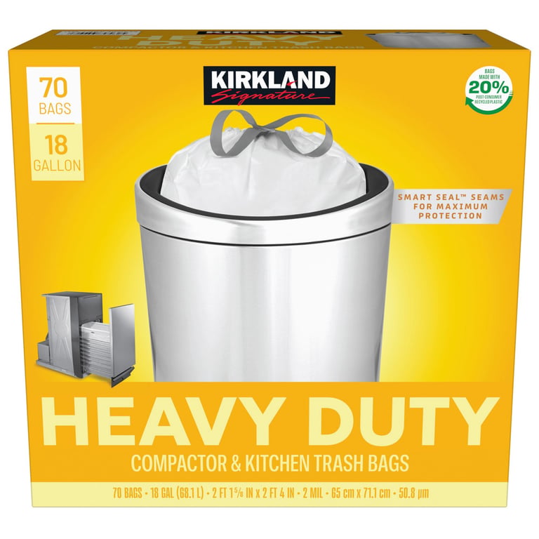 KIRKLAND SIGNATURE COMPACTOR & KITCHEN BAG 70CT / 18GAL