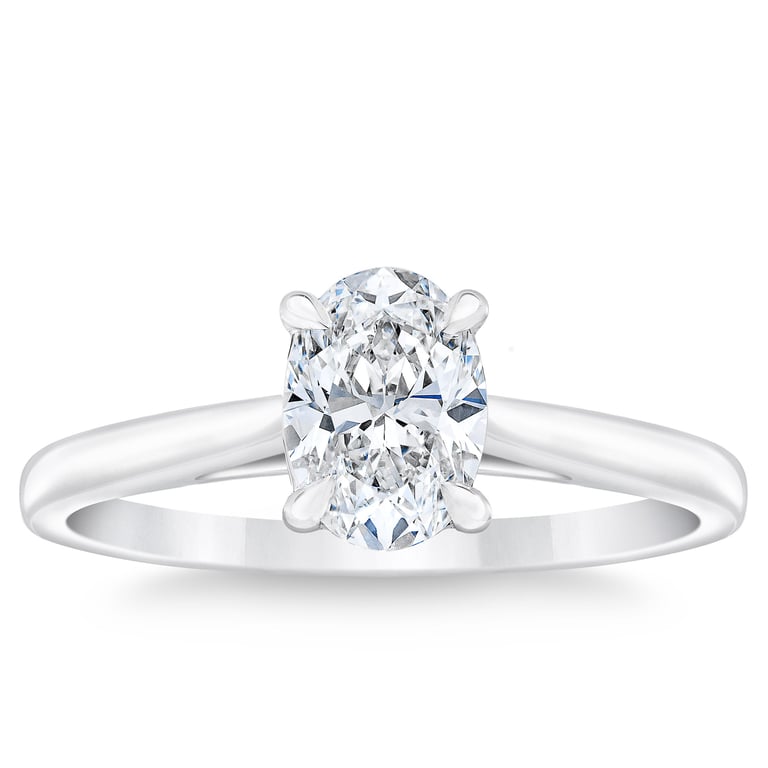 1.01 ct Oval Cut Diamond Platinum Solitaire Ring, VVS2 Clarity, D Color