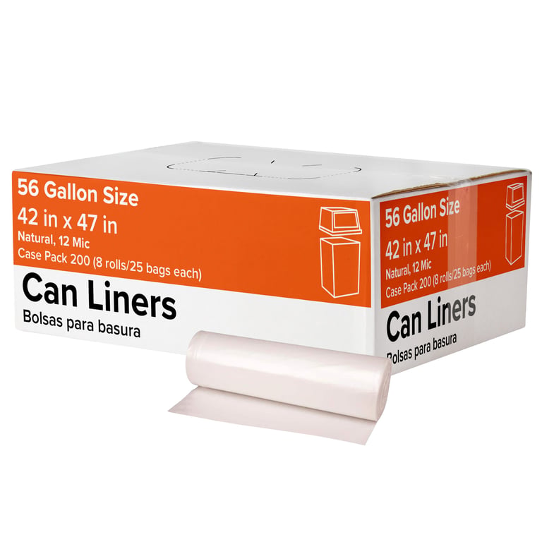 56-Gallon Clear Can Liner, 200 CT