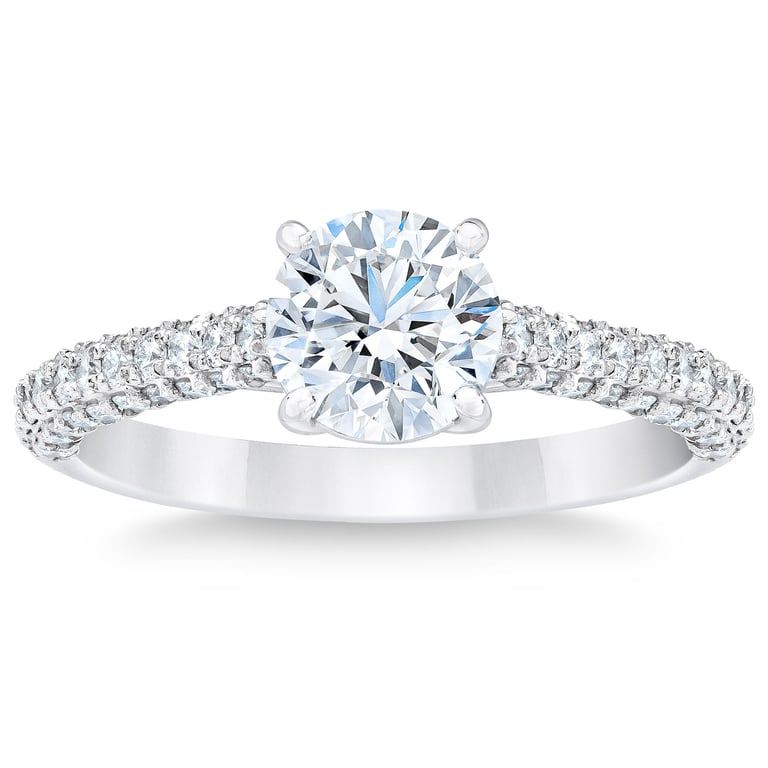 1.70 CTW Round Diamond Platinum Wedding Ring, 1.16 CT Center, VVS2 Clarity, D Color