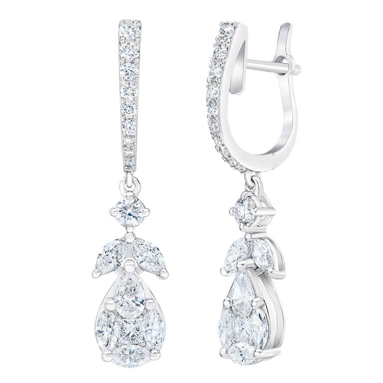 14KT White Gold VS2 I 1.40 CTW Multi Cut Diamond Earrings