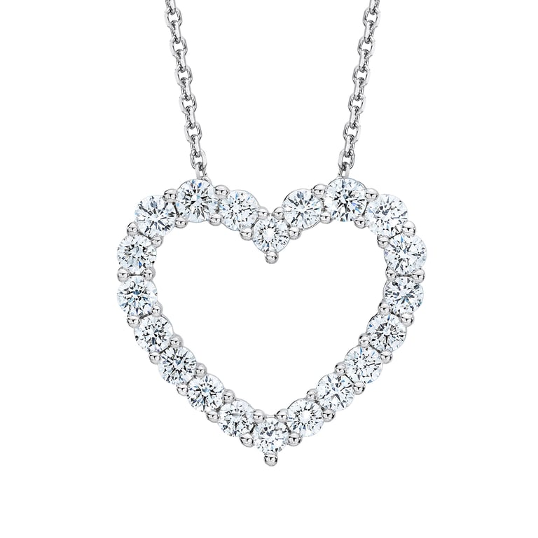 14kt White Gold VS2 I 1.0ctw Round Diamond Heart Necklace