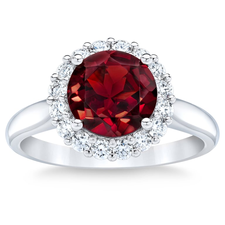 14kt White Gold VS2 I 0.53ctw Diamond & Garnet Ring