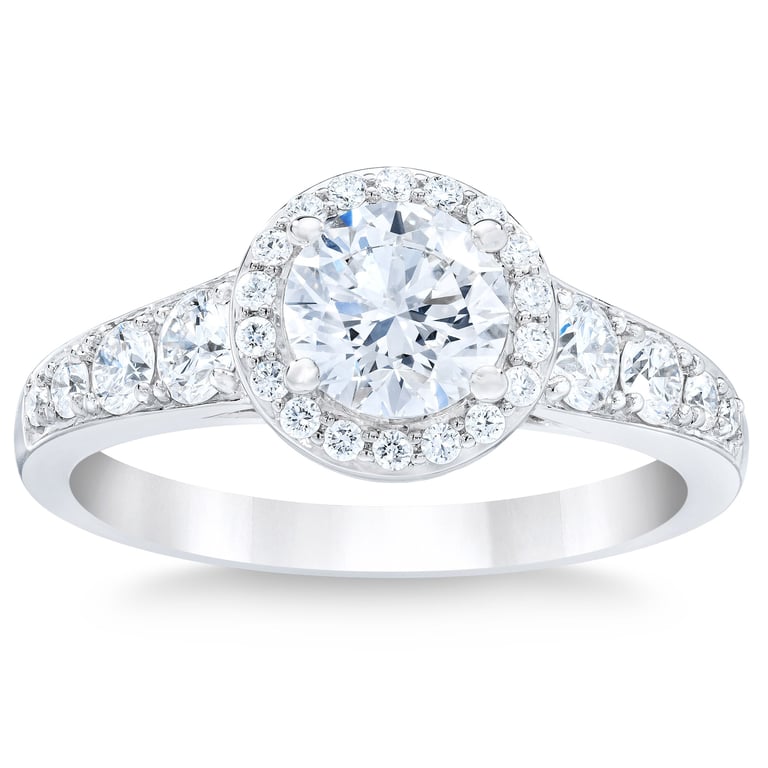 Platinum VS2 I 1.60 ctw Round Brilliant Diamond Halo Ring (1.0 ct Center)