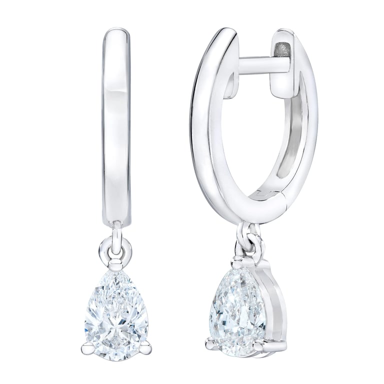 14kt White Gold VS2 H 0.46ctw Pear Shape Diamond Hoop Earrings