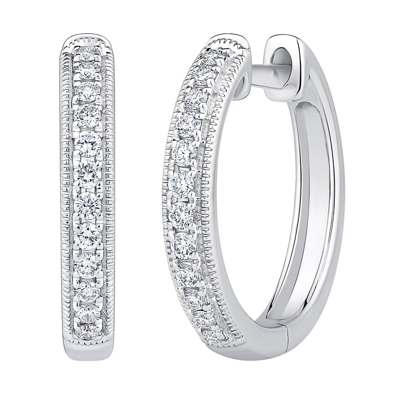 14kt White Gold 0.14 ctw VS2 I Round Diamond Hoop Earrings