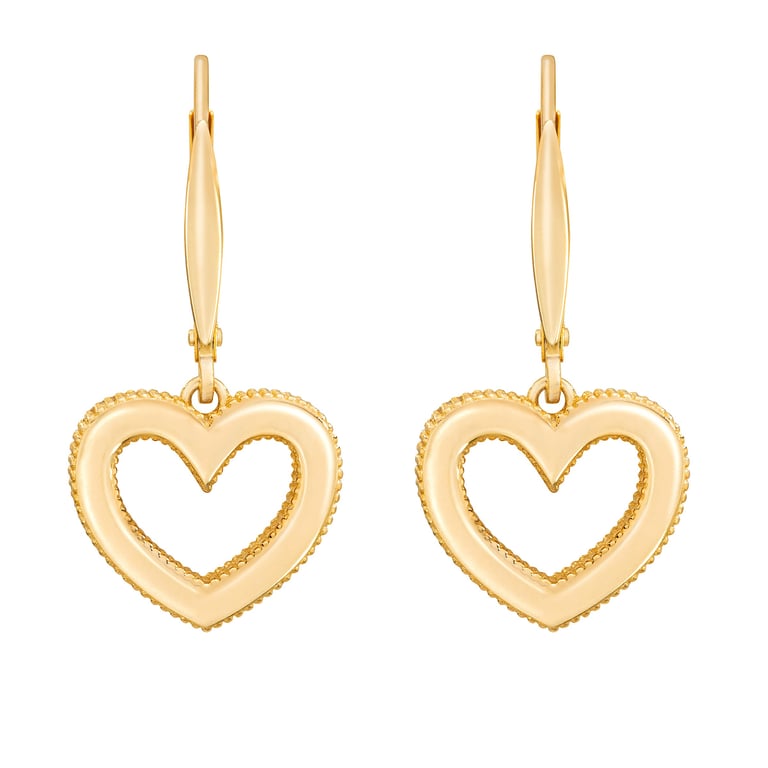 14kt Yellow Gold Heart Earrings, Made in Italy