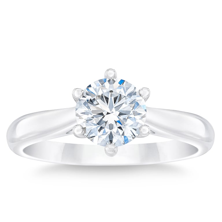 1.41 CT Round Brilliant Platinum Solitaire Ring, VVS1 Clarity, G Color
