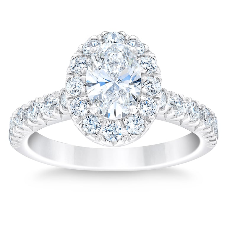 Platinum VS2 G 2.00 ctw Oval Cut Diamond Halo Ring (1.0 ct Center) Size 7