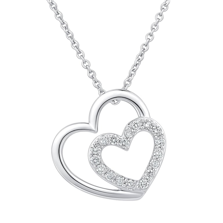 14KT White Gold VS2 I 0.15 CTW Round Diamond Heart Pendant