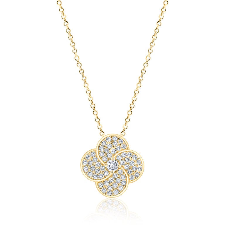 14kt Yellow Gold VS2 I 0.50 ctw Round Diamond Flower Pendant