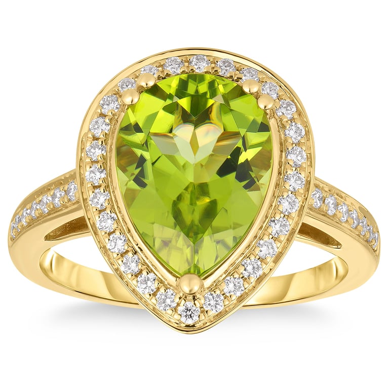 14KT Yellow Gold 0.23 CTW VS2, I Diamond & Peridot Ring