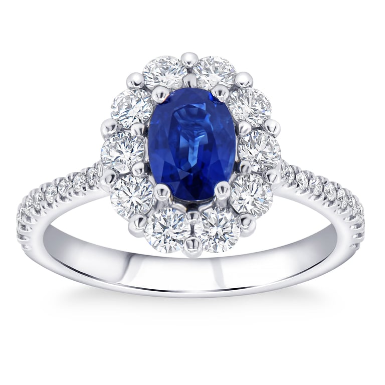 Platinum VS2 I 0.86 CTW Diamond & Blue Sapphire Ring