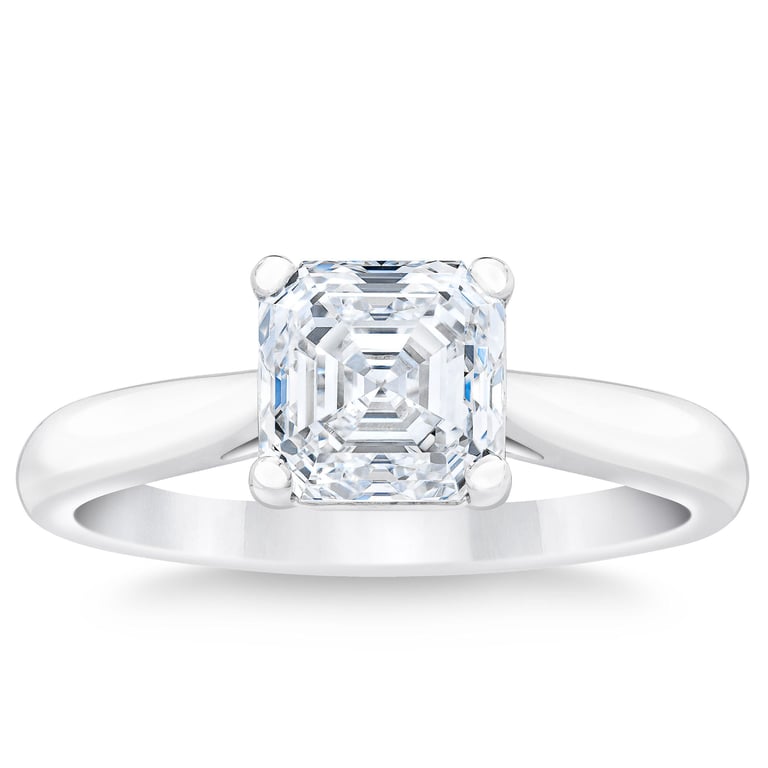 1.50CT SQUARE EMERALD PLATINUM SOLITAIRE RING VVS2 "G" COLOR
