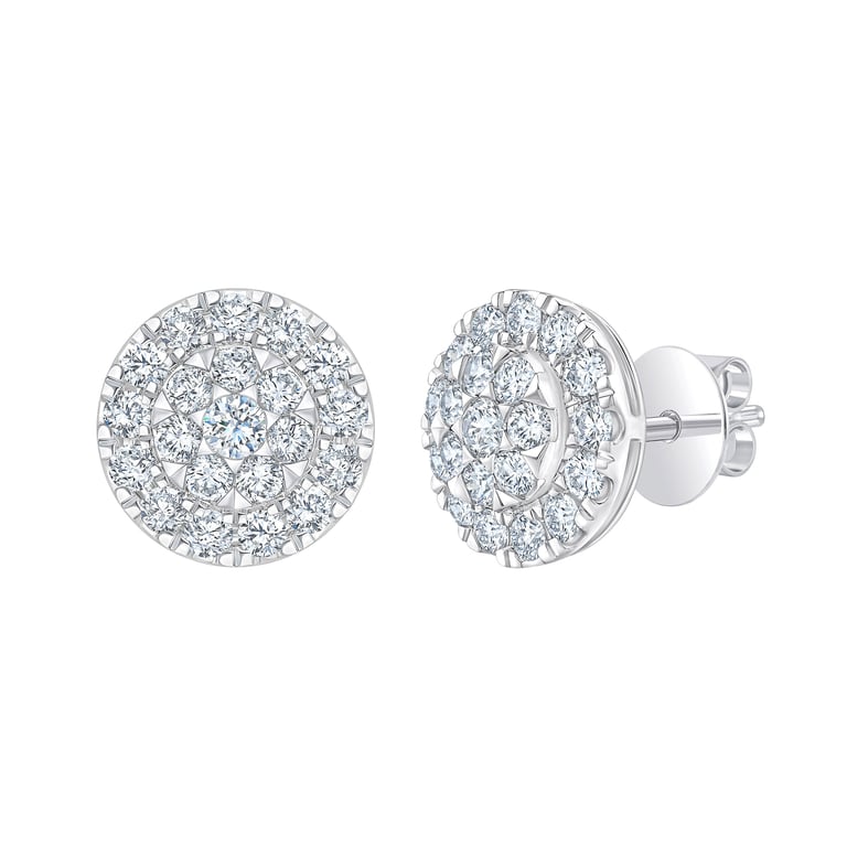 14KT White Gold VS2 I 1.00 CTW Round Diamond Stud Earrings