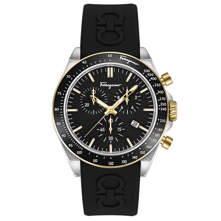 Ferragamo Urban Chrono Stainless Steel Black Silicone Men's Watch