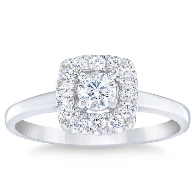 Round Brilliant 0.50 CTW VS2 I Color Diamond Platinum Halo Bridal Ring