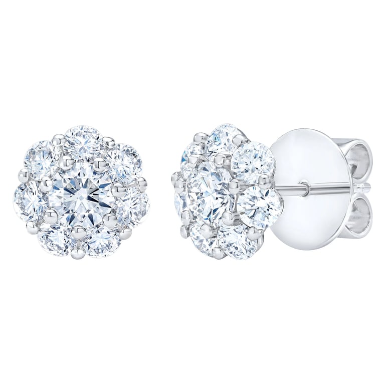 14kt White Gold VS2 I 1.73 CTW Diamond Halo Earrings