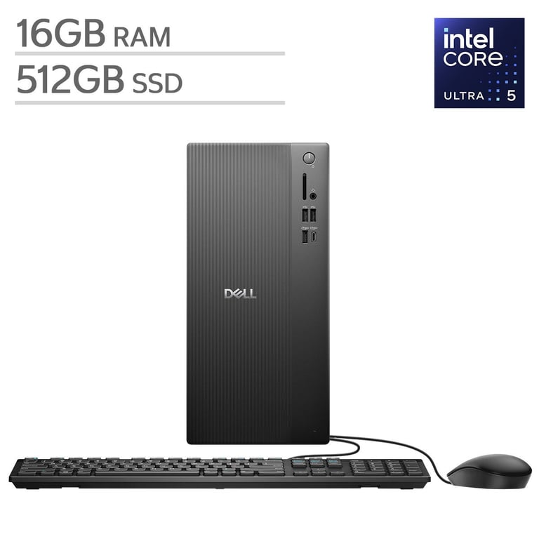 Dell ECT1250 Tower Desktop PC - Intel Core Ultra 5-225, 16GB RAM, 512GB SSD