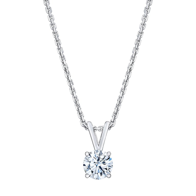 14kt White Gold VS2 I 1.00ct Round Diamond Solitaire Pendant
