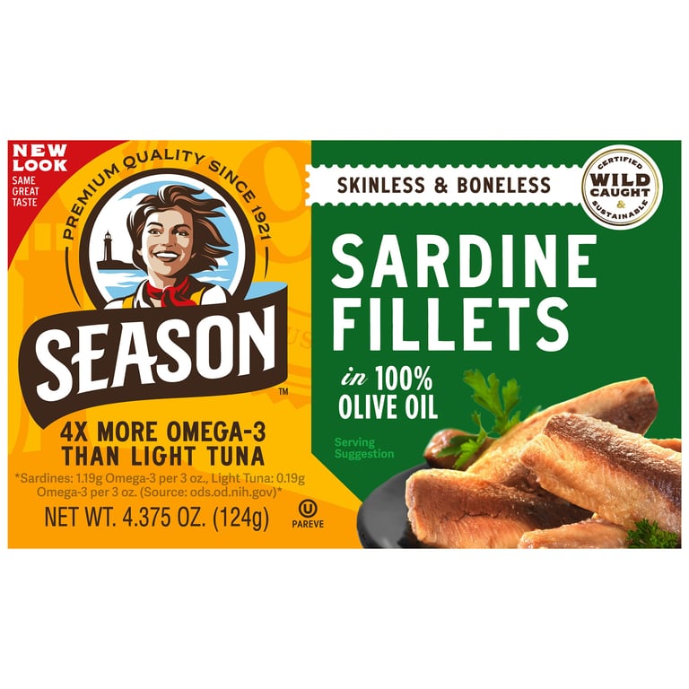 Season's Boneless/Skinless Sardines in Olive Oil, 6/4.375 oz