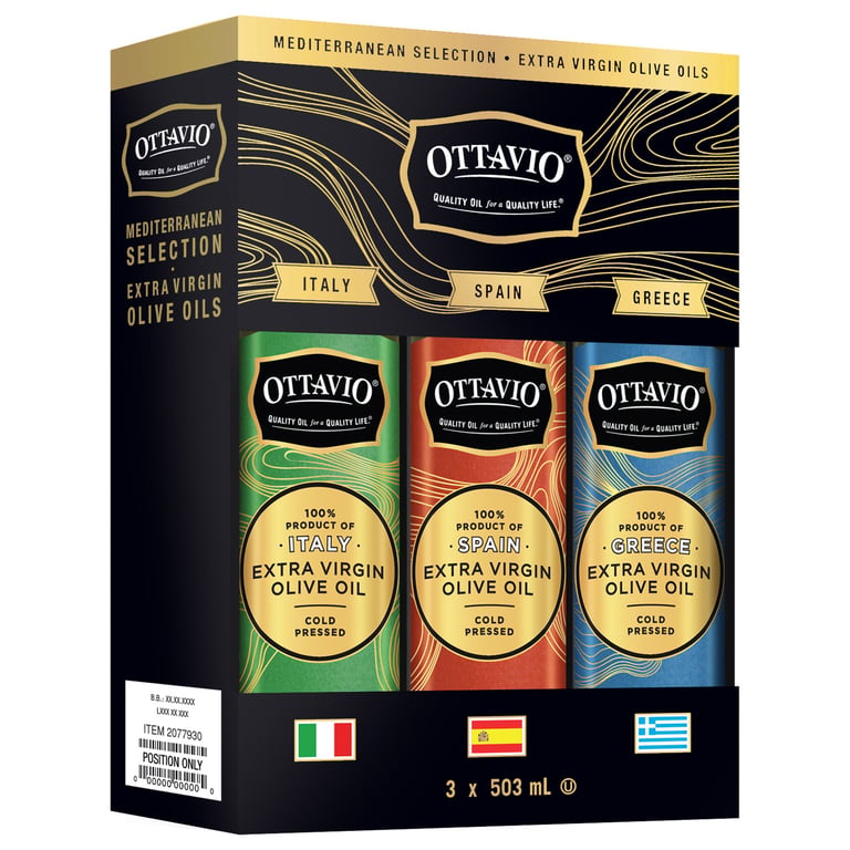 Ottavio Extra Virgin Olive Oil Mediterranean Selection, 3 x 17 oz