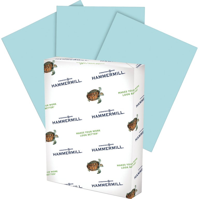 Hammermill Colored Paper, Blue Copy Paper, 20 lb, 8-1/2" x 11", 1 Ream, 500 Sheets