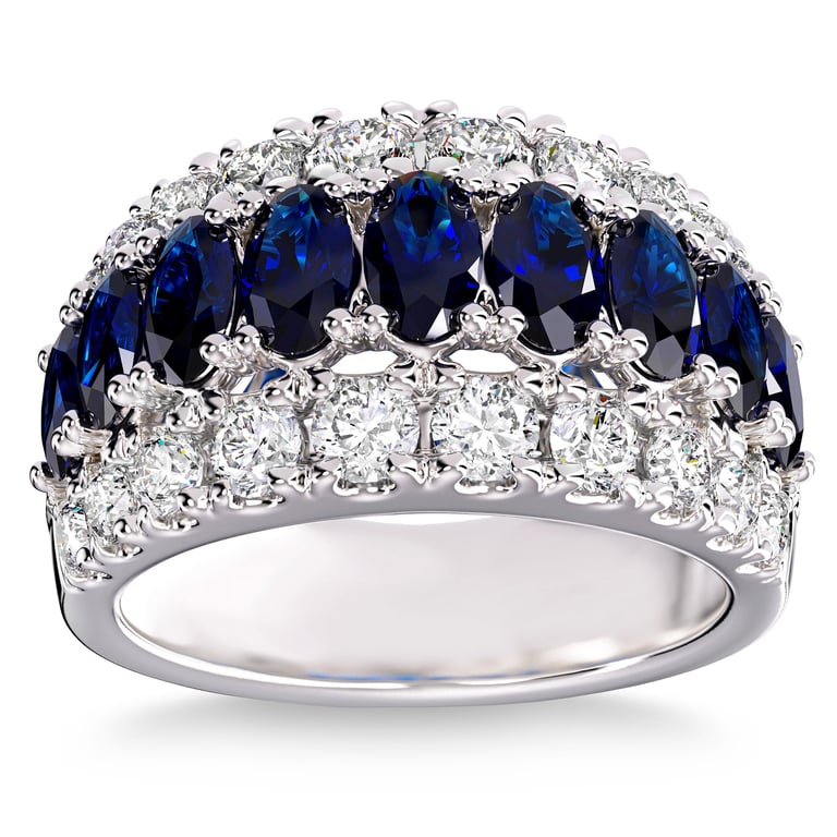 14kt White Gold VS2 I 1.20ctw Diamond & Sapphire Ring