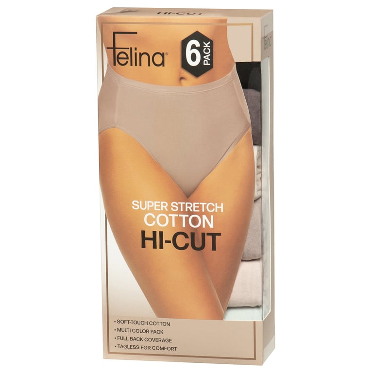 Felina Women's Hi-Cut Underwear, 6-Pack