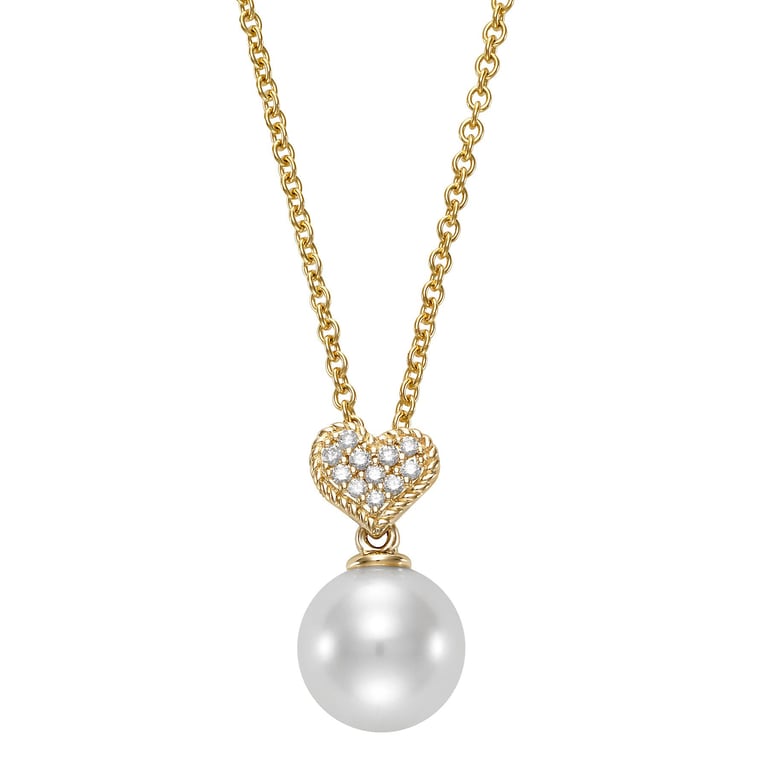 14kt Yellow Gold 0.05 CTW Diamond & Freshwater Cultured 8-8.5mm Pearl Pendant