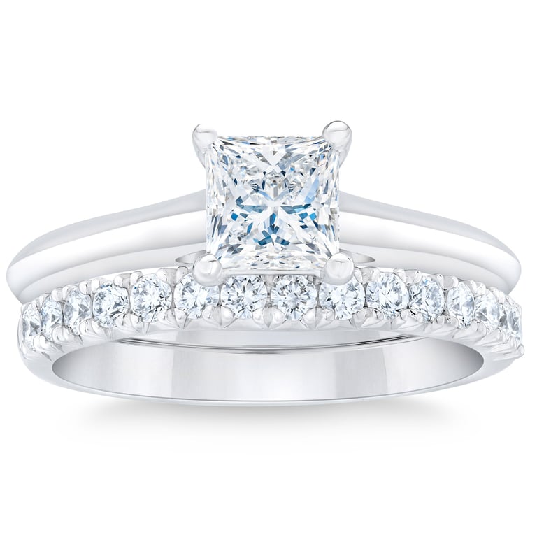 1.70 CTW Princess Cut Platinum Wedding Set – 1.30 CT Center, VS1 Clarity, G Color