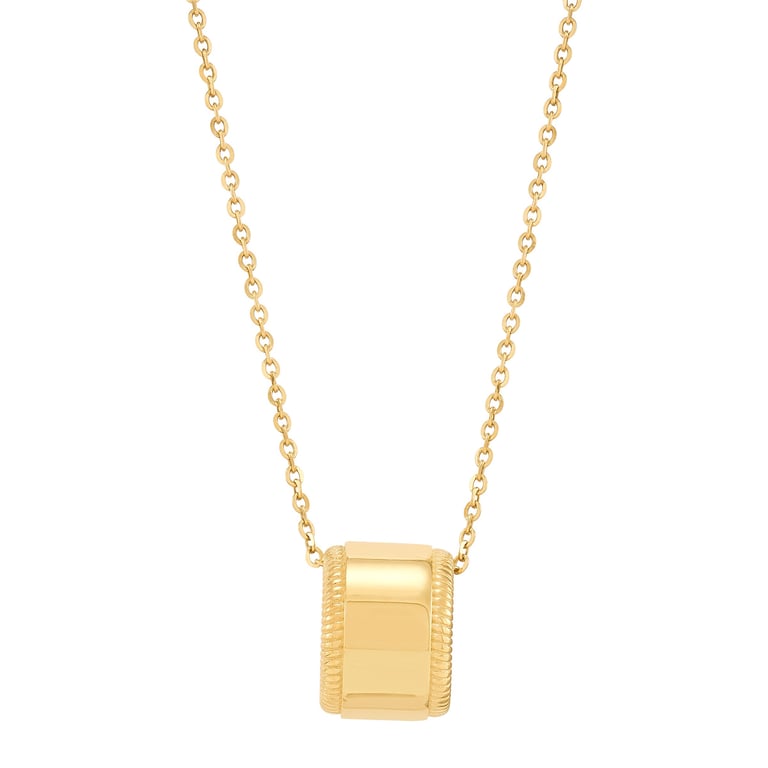 14KT Yellow Gold Wide Ring Pendant 18" Made in Italy
