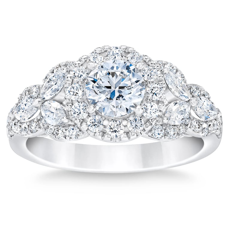 14kt White Gold VS2 Clarity, I Color 1.82 CTW Round Brilliant Diamond Ring (0.80 ct Center)