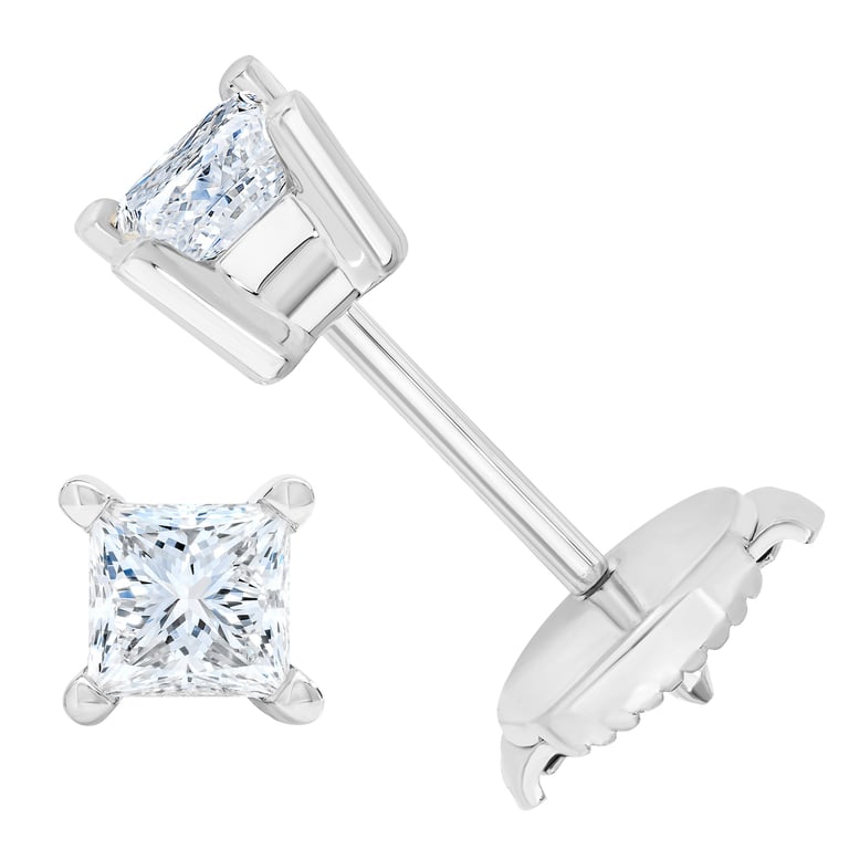 14kt White Gold VS2 I 0.50 ctw Princess Cut Diamond Stud Earrings