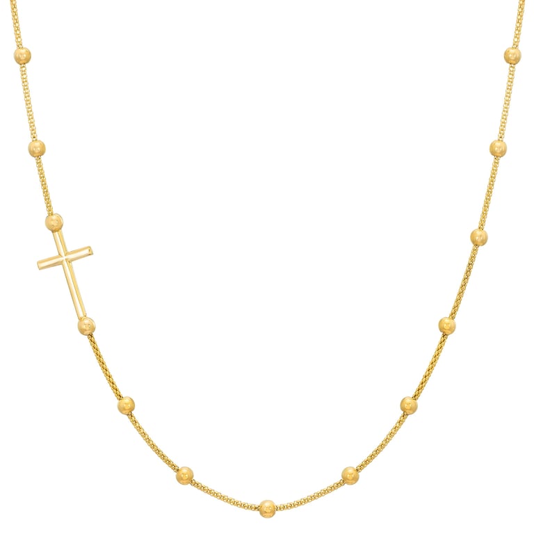 14kt Yellow Gold Cross Necklace 18" Made in Italy