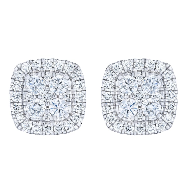 14kt White Gold VS2 I 1.50 ctw Round Diamond Halo Earrings