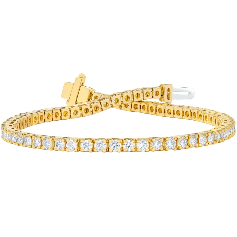 14kt Yellow Gold VS2 G 3.00ctw Round Diamond Tennis Bracelet