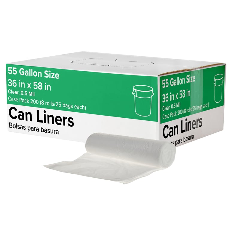 55 Gallon Clear Can Liner, 200 Count